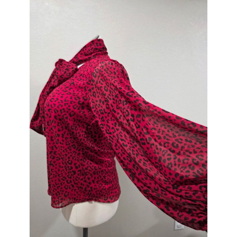 Chicos Red Leopard Print Button-Down Blouse With … - image 4